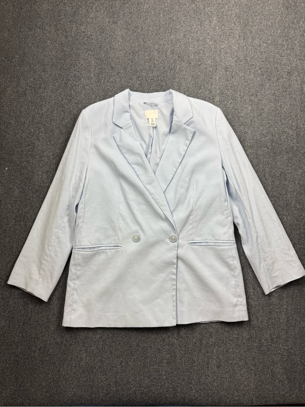 H&M Blazer Womens Medium Light Blue Double Breasted Jacket Long Sleeve